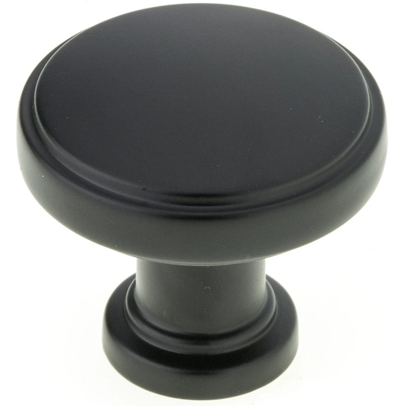 Contemporary Knob, 1-11/32" D, Matte Black